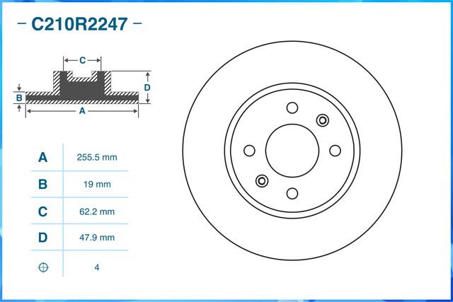 Диск тормозной передний (Cworks). Артикул C210R2247