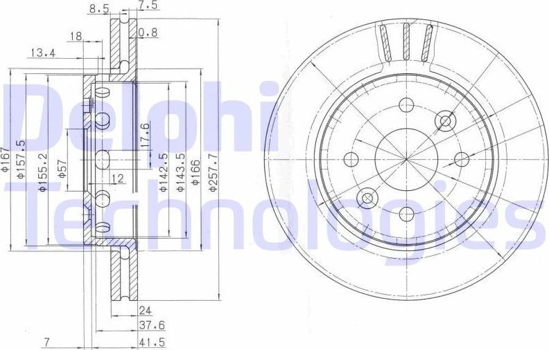 Тормозной диск Delphi. Артикул BG3803