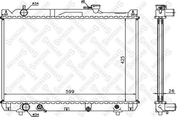 Радиатор охлаждения двигателя Stellox для Suzuki Grand Vitara II 2001-2003. Артикул 10-25180-SX