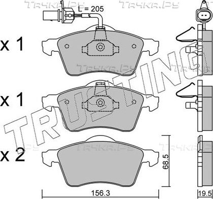 Тормозные колодки Trusting передние для Volkswagen Transporter T4 2000-2003. Артикул 272.1