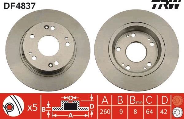 Тормозной диск TRW. Артикул DF4837