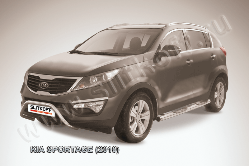 Кенгурятник Slitkoff d57 низкий мини для Kia Sportage III 2010-2014. Артикул KSP010-001