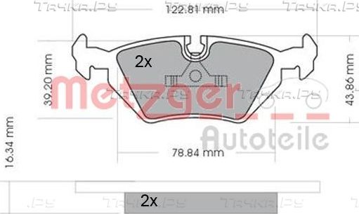 Тормозные колодки (в сборе) Metzger задние для BMW Z3 I 1995-2003. Артикул 1170075