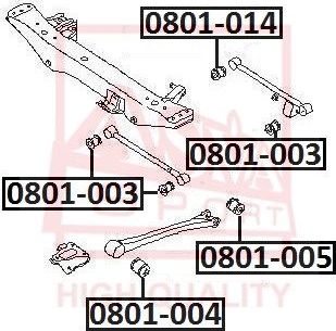 Сайлентблок заднего рычага подвески Asva правый/левый для Subaru Impreza II 2000-2009. Артикул 0801-014