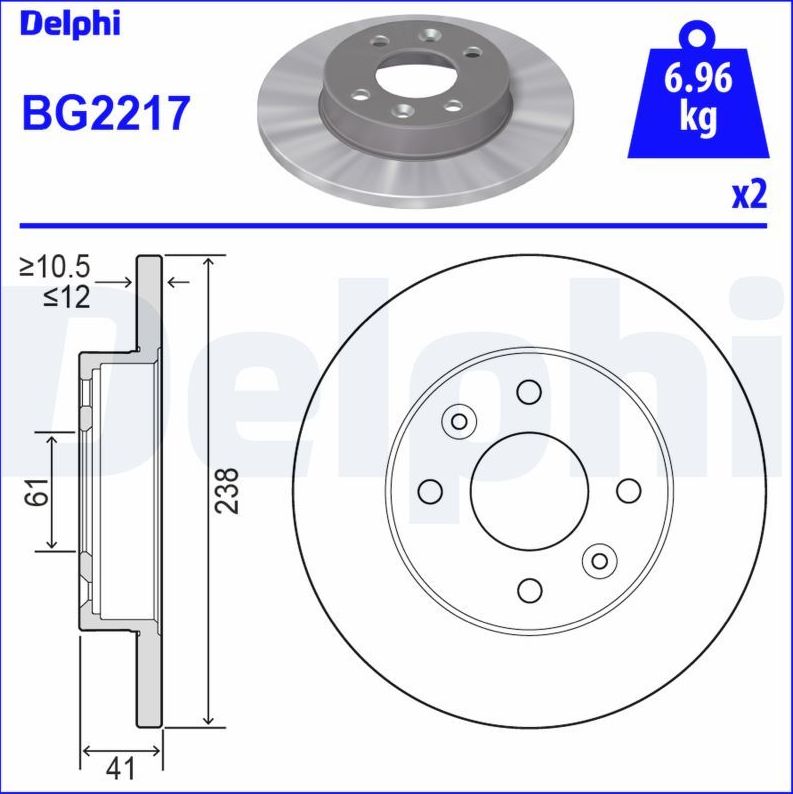 Тормозной диск Delphi. Артикул BG2217