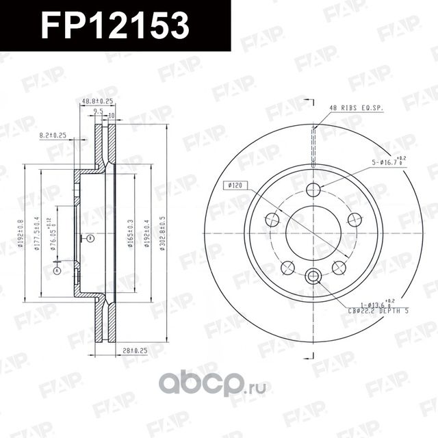 Тормозной диск FP12153 (FAP). Артикул FP12153