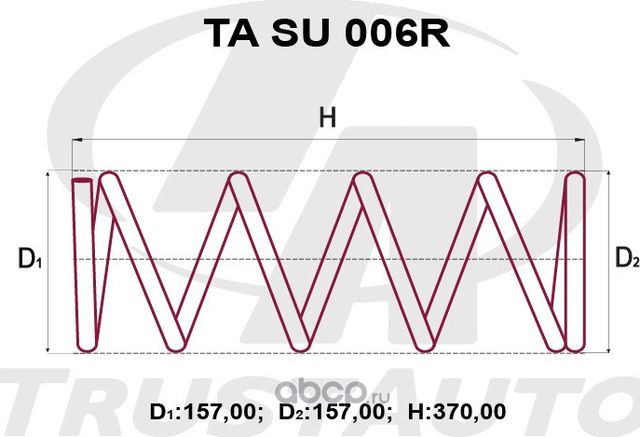 ПРУЖИНА ПОДВЕСКИ УСИЛЕННАЯ (Trustauto). Артикул TASU006R