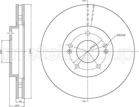 Тормозной диск Metelli для Hawtai Boliger 2013-2026. Артикул 23-0593C