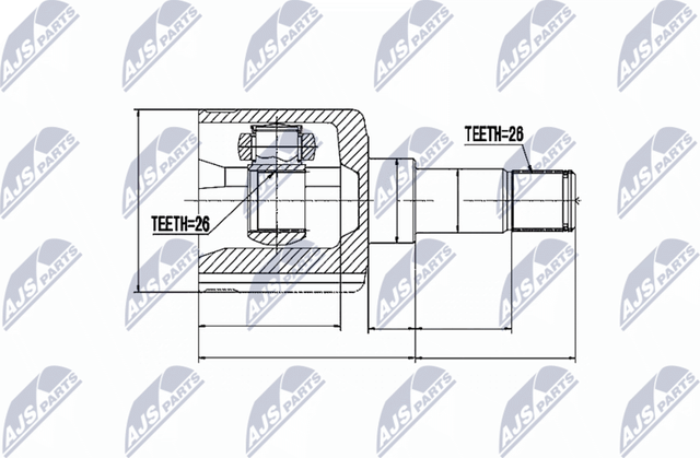 Шрус внутренний (граната) NTY передний левый для Ford Focus II 2004-2012. Артикул NPW-FR-036