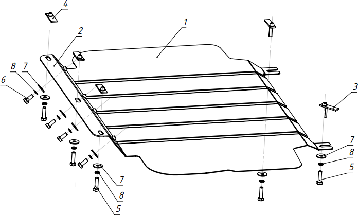 Защита NLZ для картера и КПП Haval Dargo 2,0 бенз. AT 4WD 2022-2026. Артикул NLZ.99.16.030