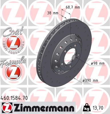 Тормозной диск Zimmermann FORMULA Z. Артикул 460.1584.70