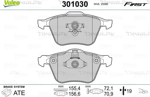 Тормозные колодки Valeo First передние для Volvo S60 I 2000-2009. Артикул 301030