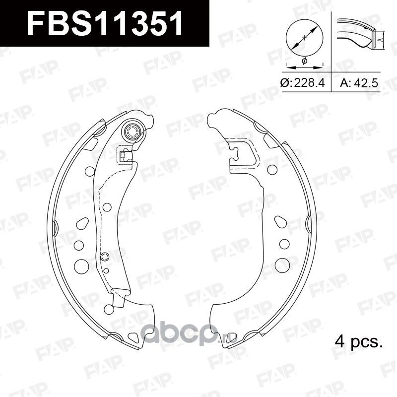FBS11351 КОЛОДКИ ТОРМОЗНЫЕ БАРАБАННЫЕ (FAP). Артикул FBS11351