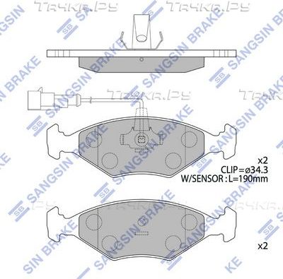 Тормозные колодки Sangsin Hi-Q передние для Fiat Albea 1996-2009. Артикул SP4236