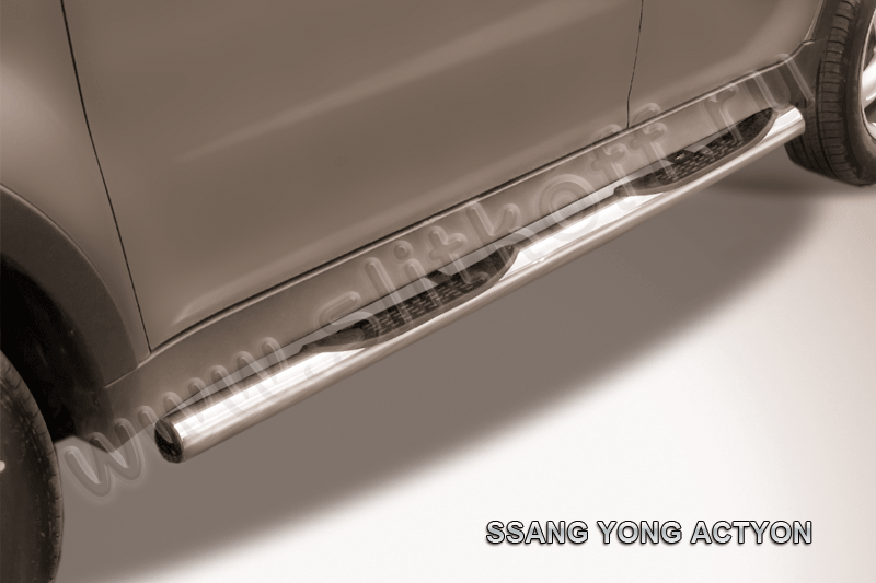 Пороги Slitkoff d76 с проступями для SsangYong Actyon II 2010-2013. Артикул SYA005