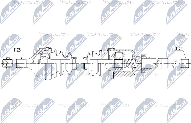 Полуось (привод в сборе, приводной вал) NTY. Артикул NPW-CT-063