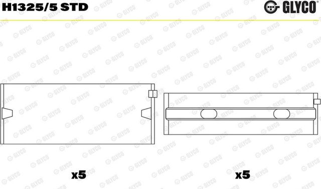 Вкладыши коренные Glyco для Audi Q3 I (8U) 2013-2018. Артикул H1325/5 STD