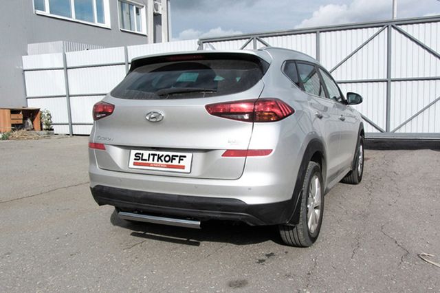 Защита Slitkoff заднего бампера d57 короткая для Hyundai Tucson III Turbo 2018-2026. Артикул HT18Т007