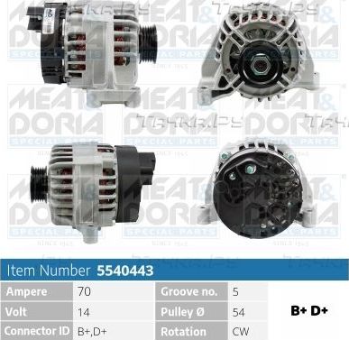 Генератор Meat & Doria для Fiat Grande Punto 2005-2015. Артикул 5540443