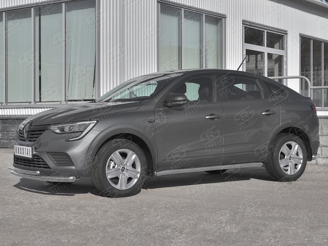 Защита порогов RusStal труба d63 (вариант 3) для Renault Arkana 2019-2026. Артикул RART-0033193