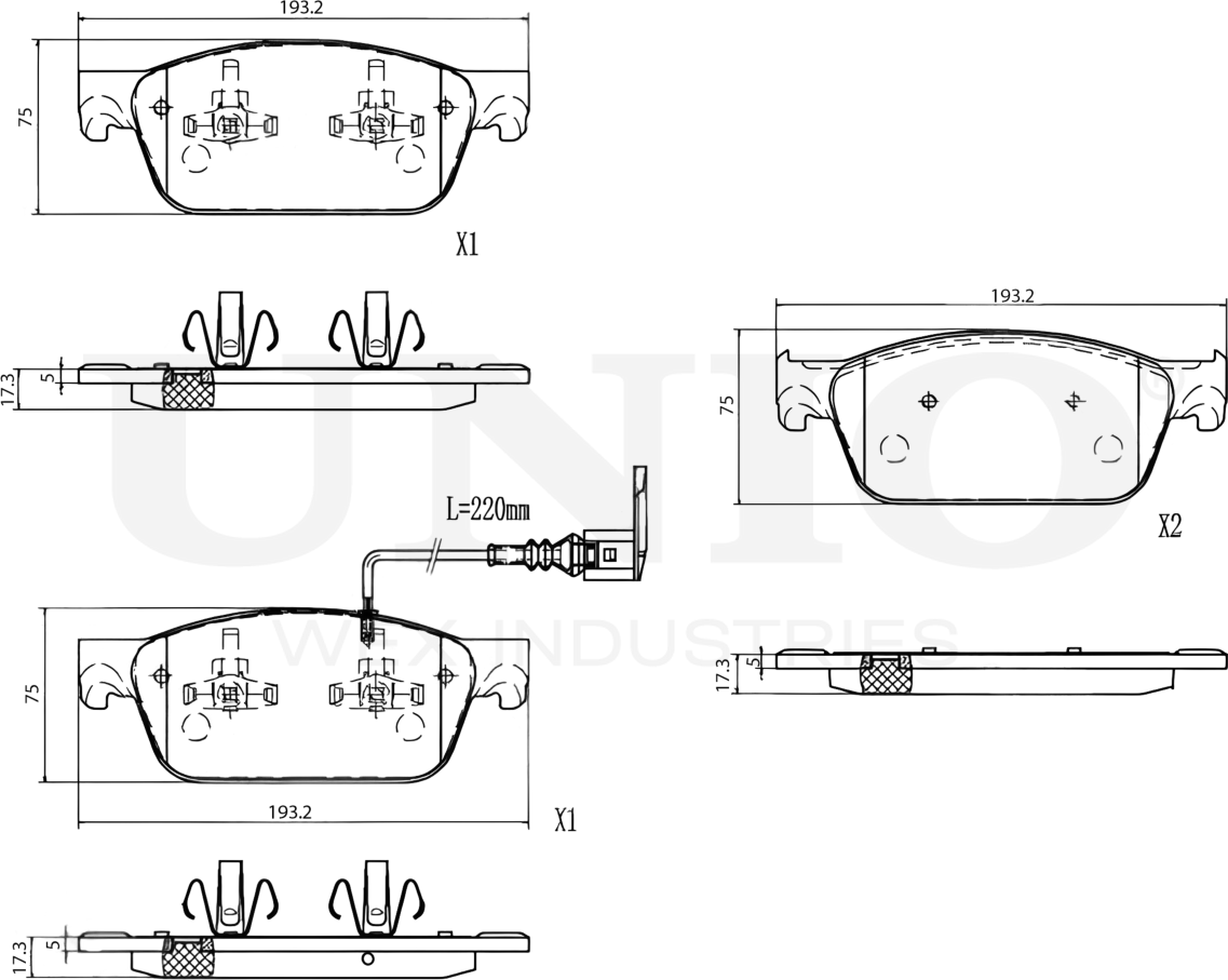 Колодки тормозные диск. передние с датчиком VW Transporter T5,T6 03-, Multivan T5,T6 03- (Unio). Артикул BRP-20440