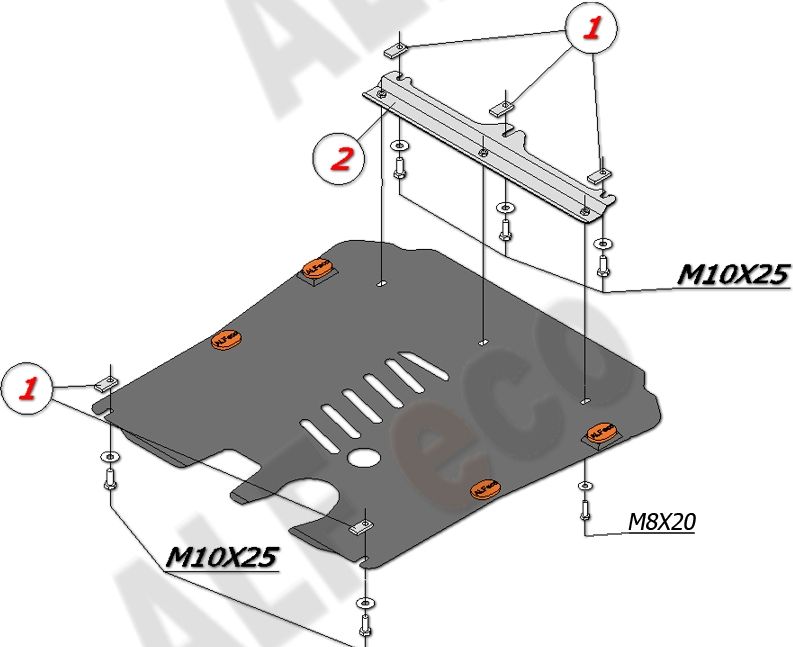 Защита алюминиевая Alfeco для картера и КПП Opel Insignia 2009-2017. Артикул ALF.16.08al