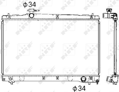 Радиатор охлаждения двигателя NRF (алюминий) для Toyota Ipsum II (M20) 2001-2009. Артикул 53401