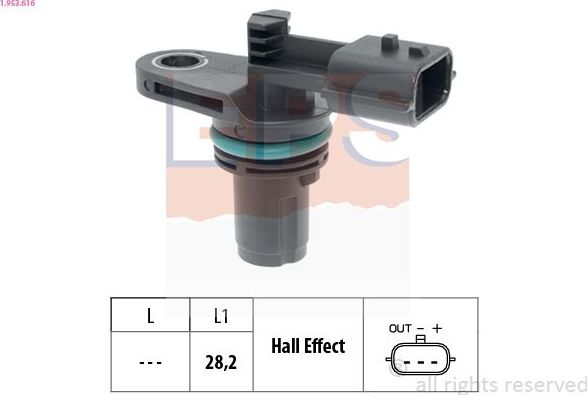 Датчик положения коленвала EPS Made in Italy - OE Equivalent. Артикул 1.953.616