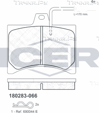 Тормозные колодки Icer для Citroen C15 1984-2000. Артикул 180283