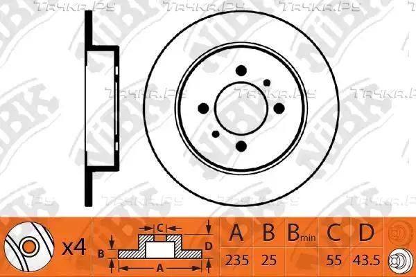 Тормозной диск NiBK передний для Toyota Probox I 2002-2014. Артикул RN1311