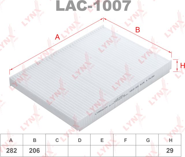 Салонный фильтр LYNXauto. Артикул LAC-1007