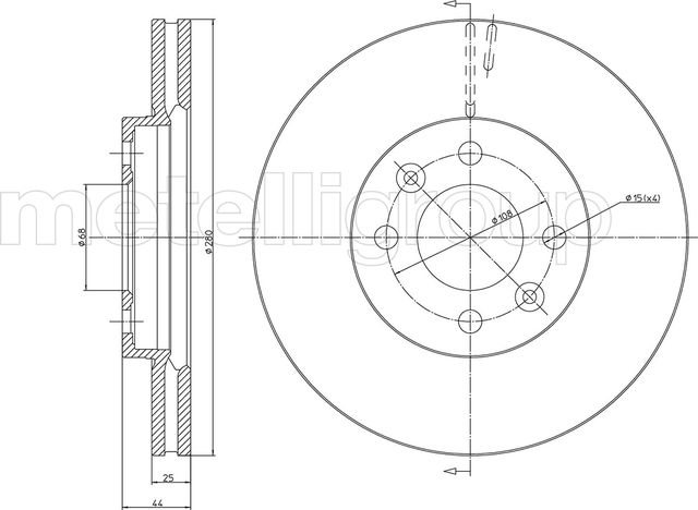 Тормозной диск Metelli передний для Saab 9000 I 1985-1998. Артикул 23-0381