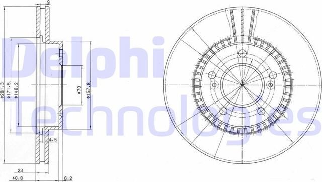 Тормозной диск Delphi задний для Honda Pilot II 2008-2015. Артикул BG3061