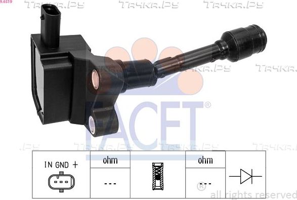 Катушка зажигания Facet OE Equivalent для Ford Mondeo V 2015-2026. Артикул 9.6519