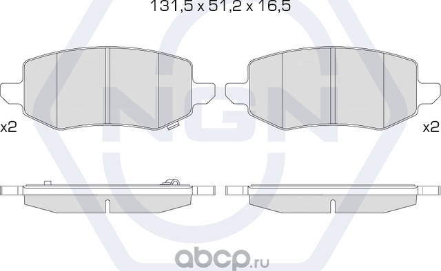 Колодки тормозные керамические, задние (NGN). Артикул 3502300