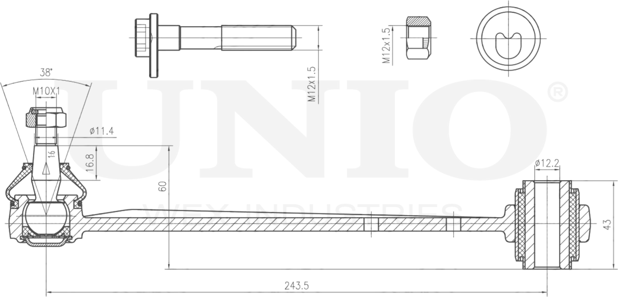 Тяга/стойка стабилизатора (Unio). Артикул SSP-50155