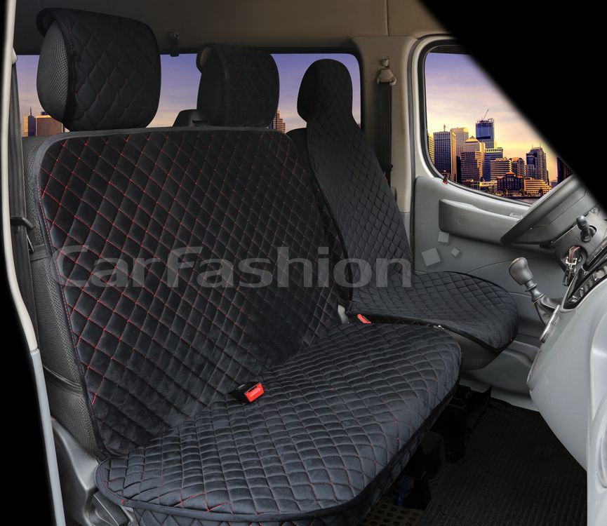 Накидки универсальные CarFashion Transit Van на передние сидения авто, цвет Черный/Черный/Красный. Артикул 22727