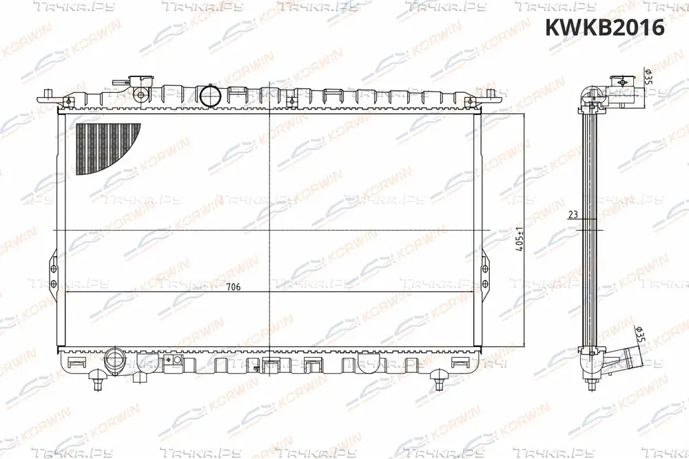 Радиатор охлаждения Hyundai Sonata 2 0 2 7 98 11) MT Tagaz сборный (Korwin) Korwin. Артикул KWKB2016