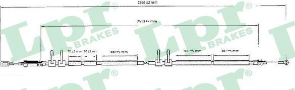 Трос ручника (тросик ручного тормоза) LPR. Артикул C0989B