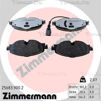 Тормозные колодки Zimmermann rd:z передние для Audi Q2 I 2016-2026. Артикул 25683.900.2