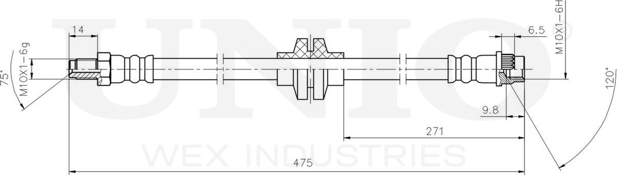 Шланг тормозной (Unio). Артикул BRH-10070