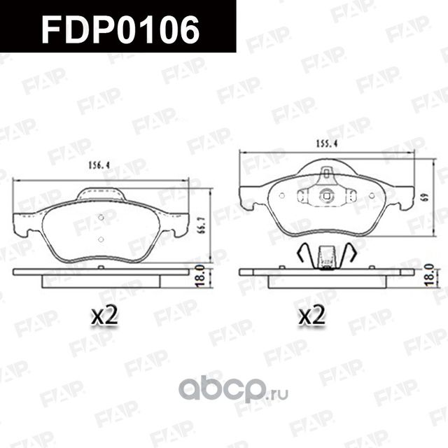 Тормозные колодки дисковые FDP0106 (FAP). Артикул FDP0106