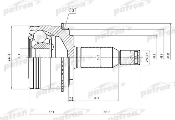 Шрус наружный (граната) Patron для Mitsubishi Pajero III 2001-2006. Артикул PCV2006