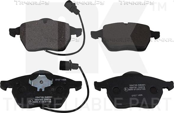 Тормозные колодки NK передние для Volkswagen Passat B5 1996-2000. Артикул 224729