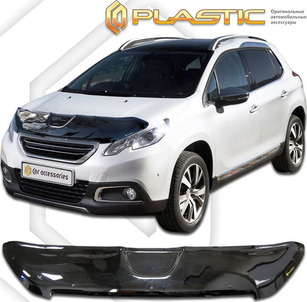 Дефлектор СА Пластик для капота (Classic черный) Peugeot 2008 I 2013-2019. Артикул 2010010110147