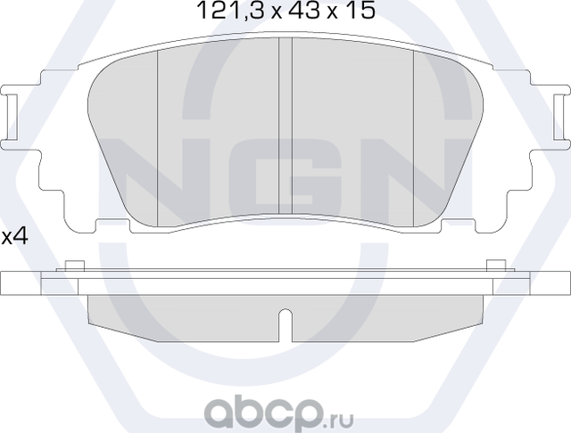Колодки тормозные керамические, задние (NGN). Артикул 3502449