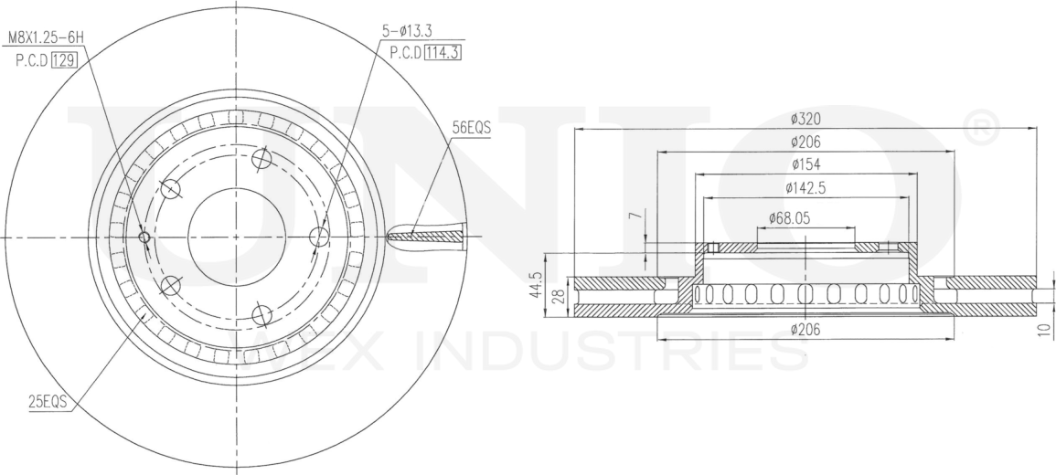 Диск тормозной (Unio). Артикул BRD-20603