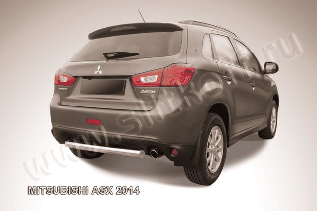 Защита Slitkoff заднего бампера d76 короткая для Mitsubishi ASX 2012-2016. Артикул MAS14-013