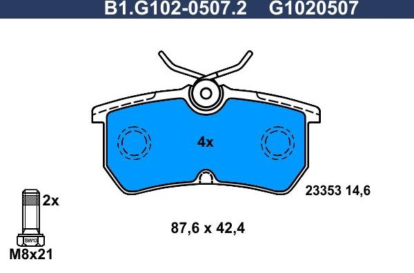 Тормозные колодки Galfer. Артикул B1.G102-0507.2