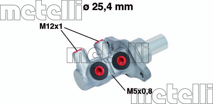 Тормозной цилиндр главный Metelli (алюминий). Артикул 05-0571